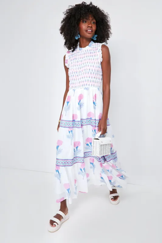 Exclusive Pink Bloom Sleeveless Smocked Maxi Dress sold by Tuckernuck