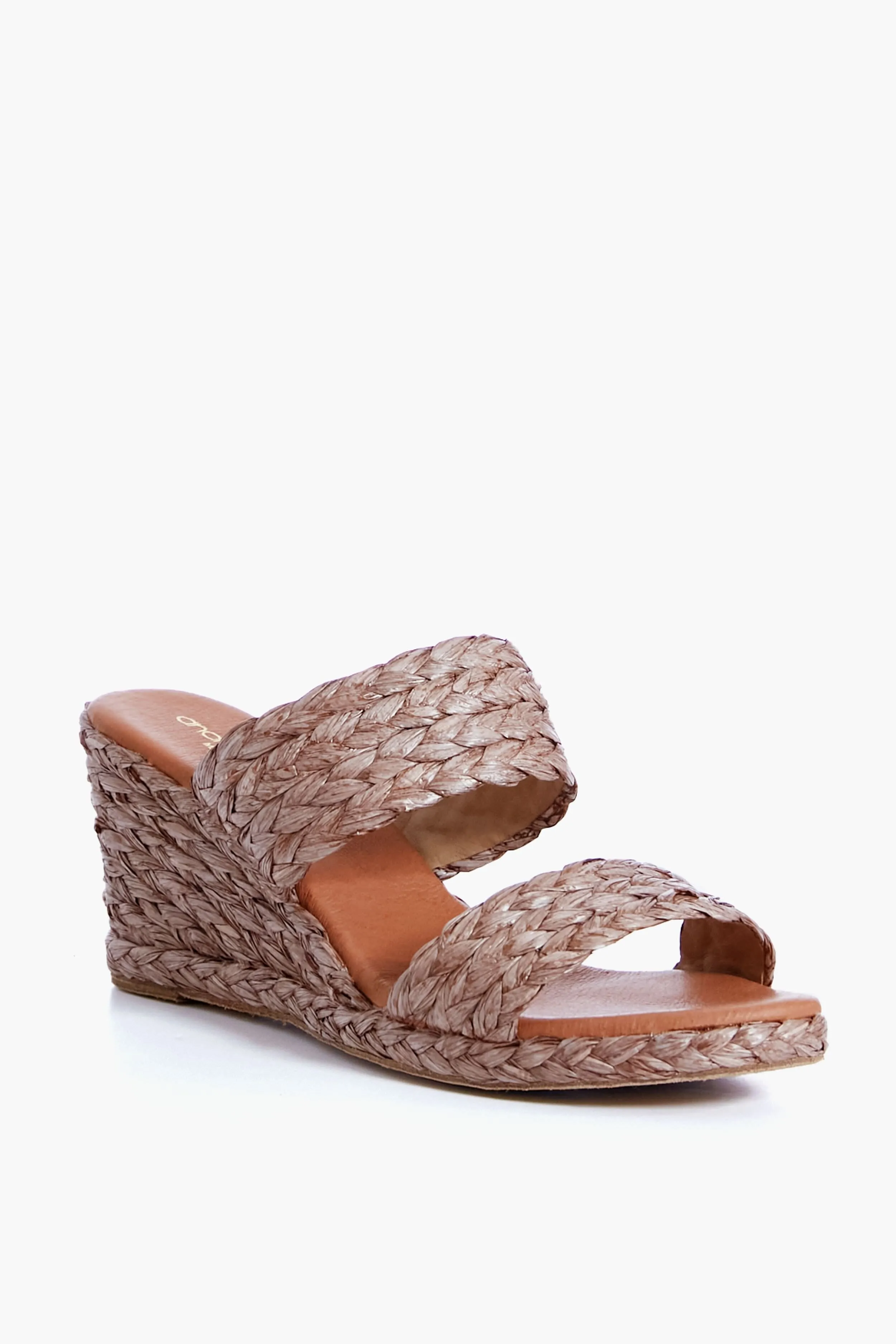 Espresso Nolita Raffia Wedges sold by Tuckernuck