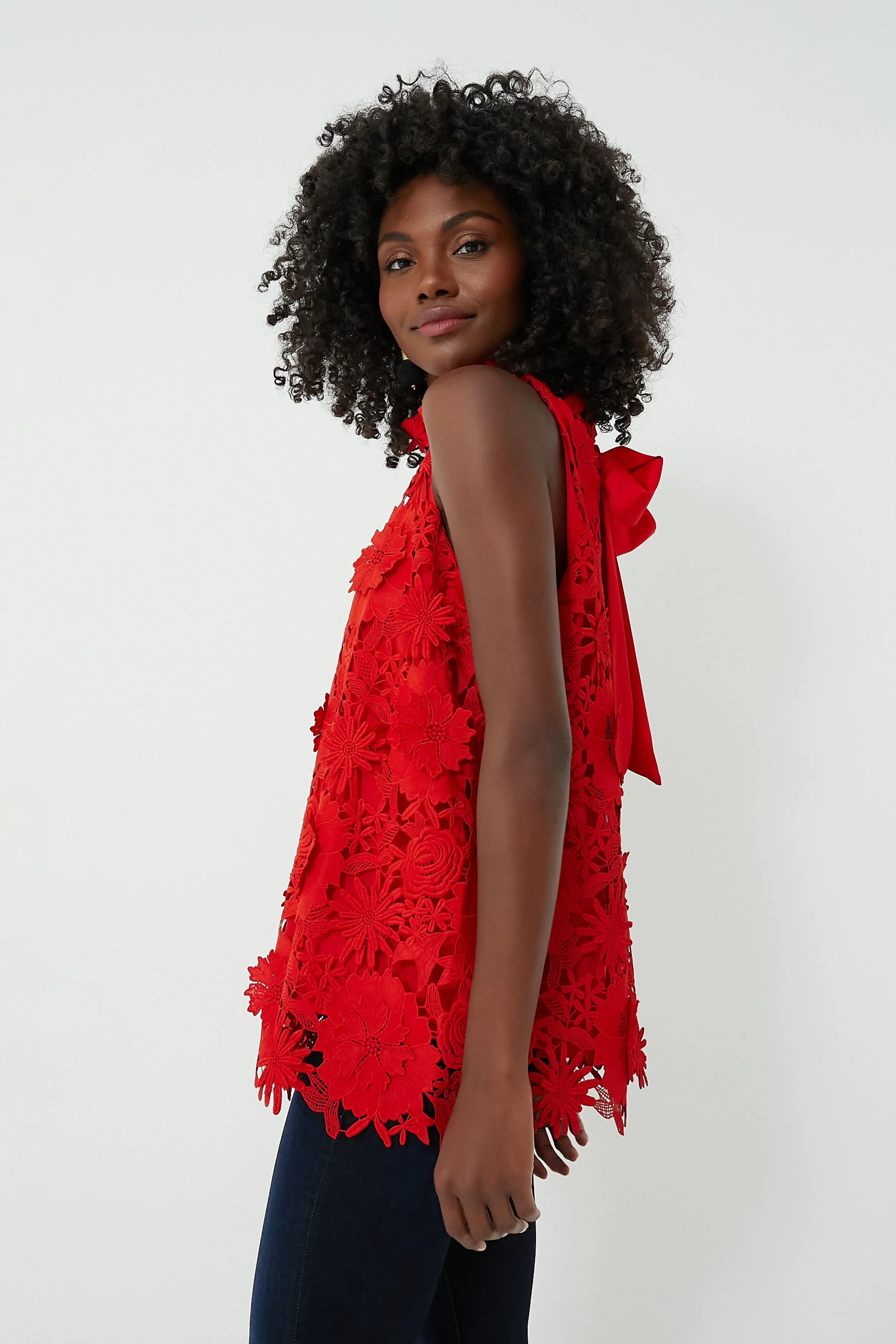 Red Guipure Lace Mason Top sold by Tuckernuck product image thumbnail 3