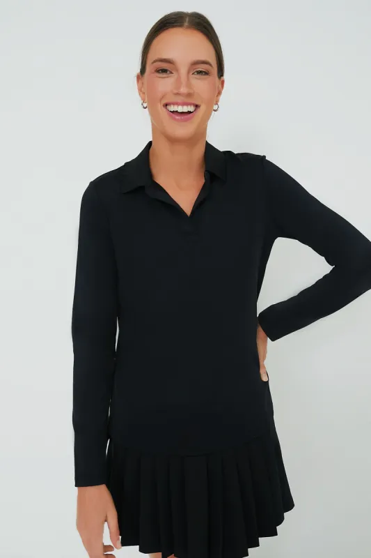 Black Long Sleeve Caroline Polo sold by Tuckernuck