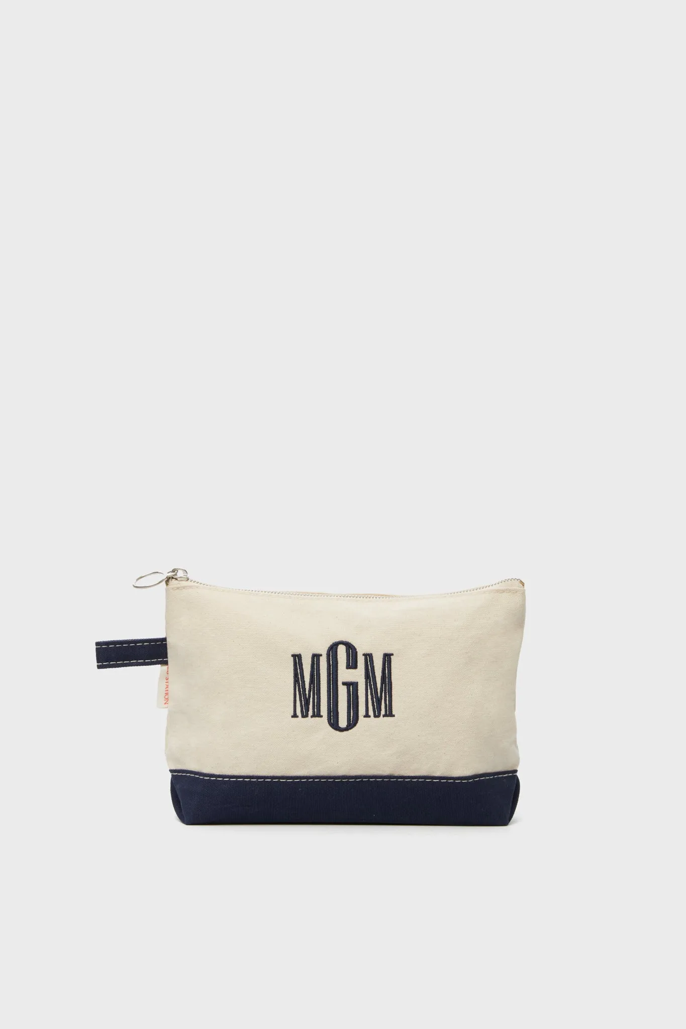 Navy Monogrammed Canvas Make-Up Bag sold by Tuckernuck