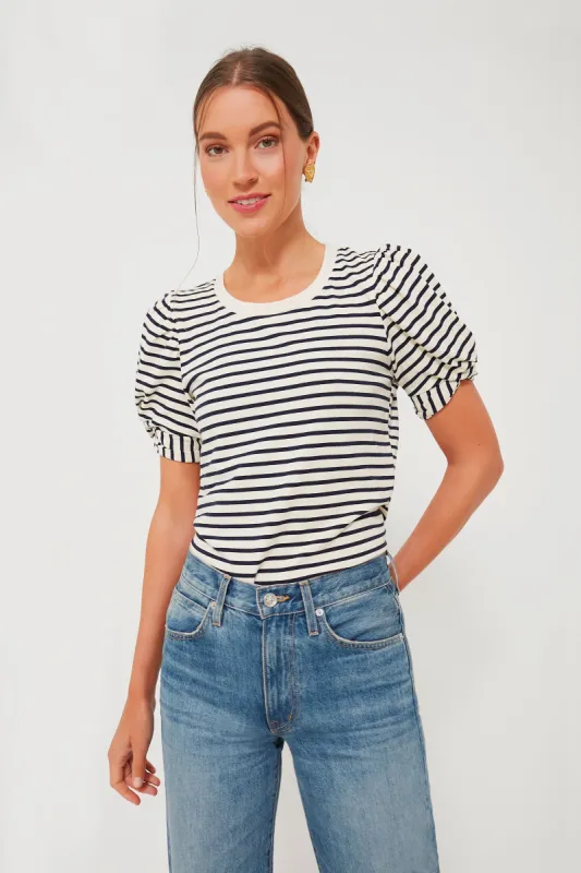 Navy Striped Vesty Puff Short Sleeve Crewneck sold by Tuckernuck