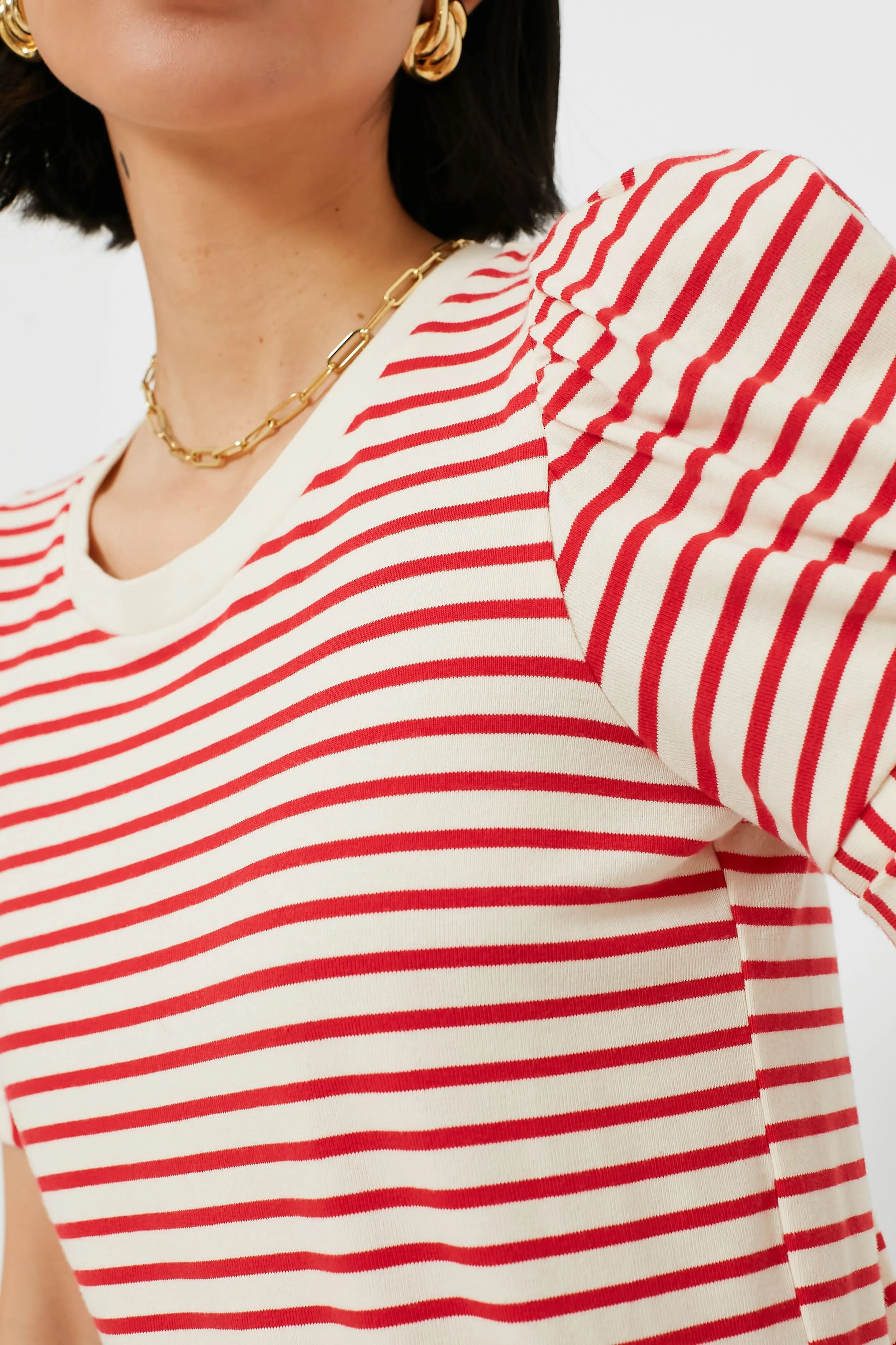 Red Striped Vesty Puff Short Sleeve Crewneck sold by Tuckernuck product image thumbnail 5