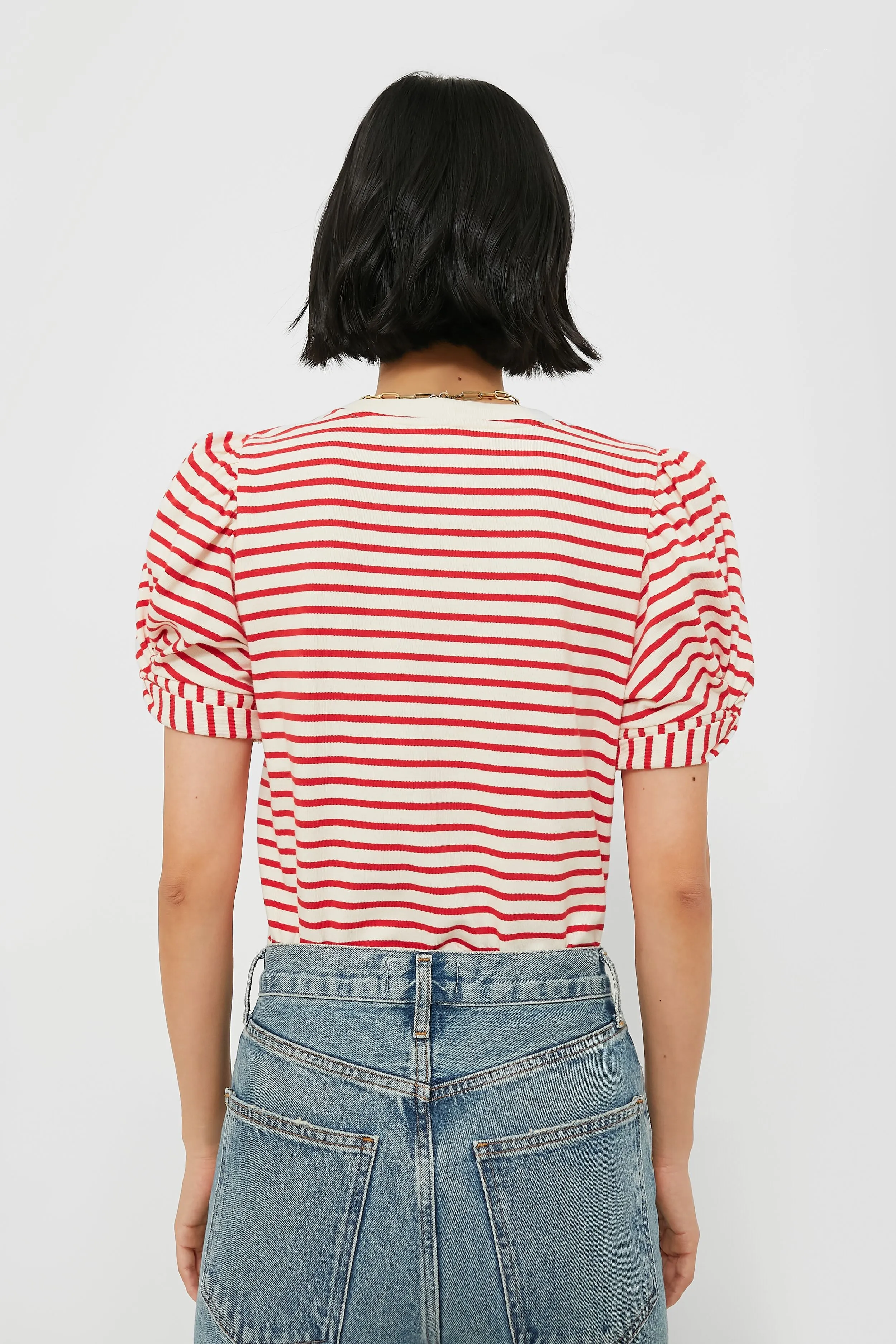 Red Striped Vesty Puff Short Sleeve Crewneck sold by Tuckernuck product image thumbnail 4