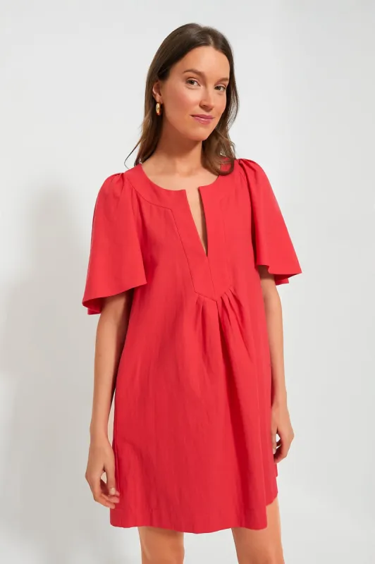 Red Finley Flutter Sleeve Dress sold by Tuckernuck