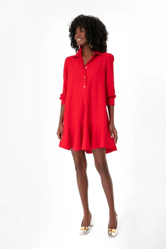 Red Crepe Callahan Shirt Dress sold by Tuckernuck