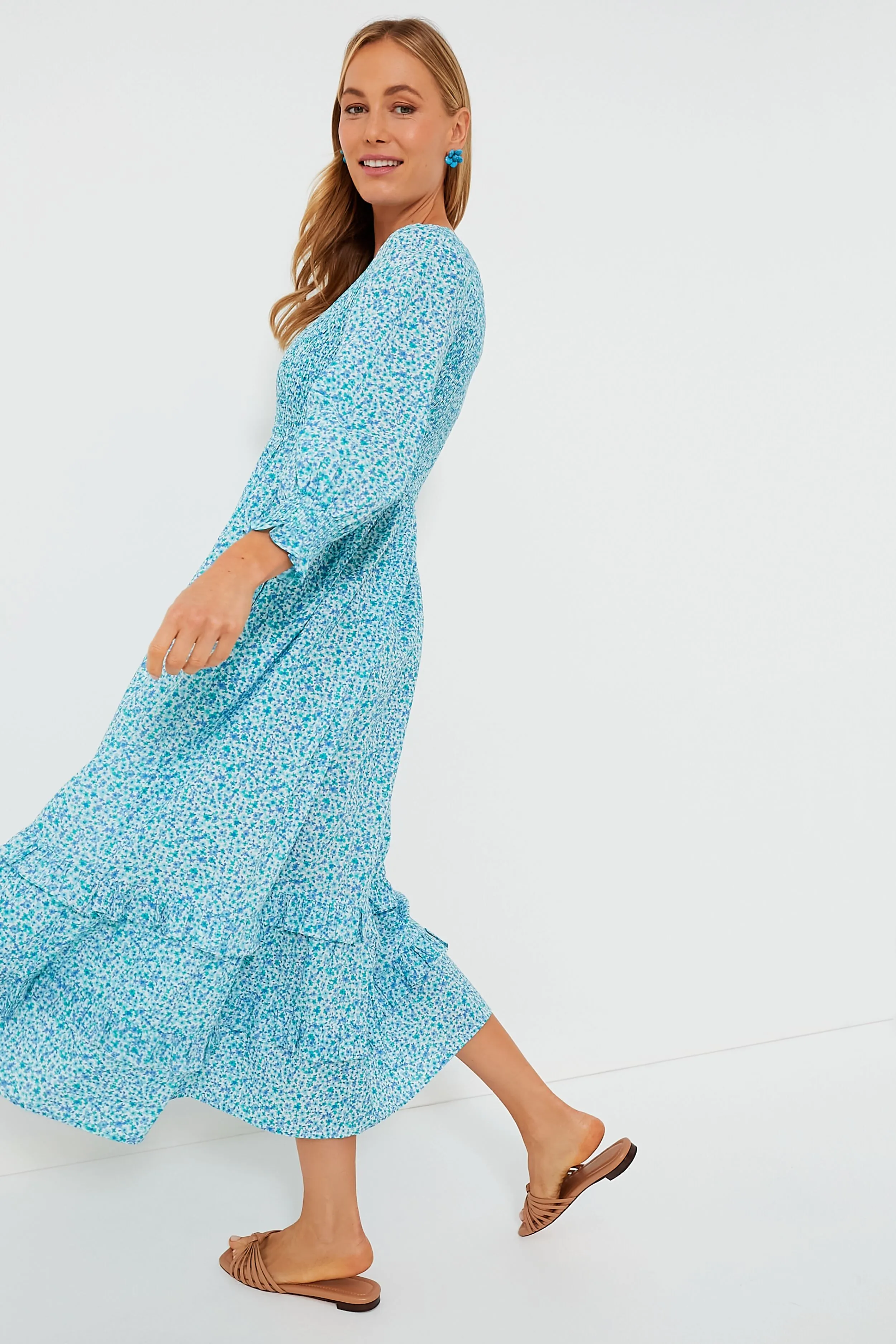 Exclusive Ocean Ditsy Isabel V Neck Dress sold by Tuckernuck product image thumbnail 3