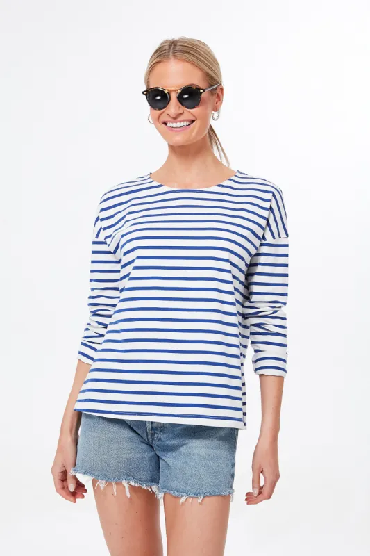 Blue and White Stripe Hayden Tee sold by Tuckernuck