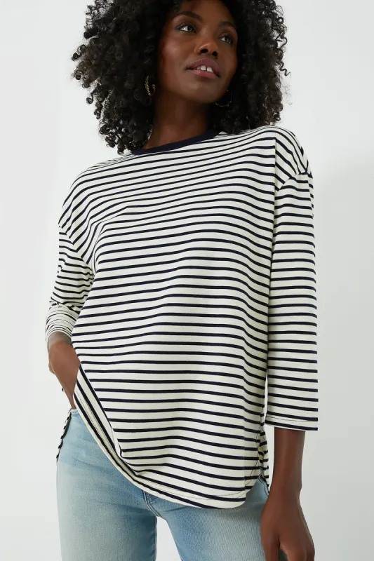 Navy Striped Knit Popover sold by Tuckernuck