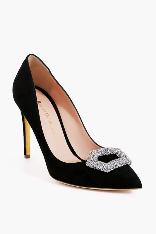 Black Suede New Malory Crystal Heels sold by Tuckernuck