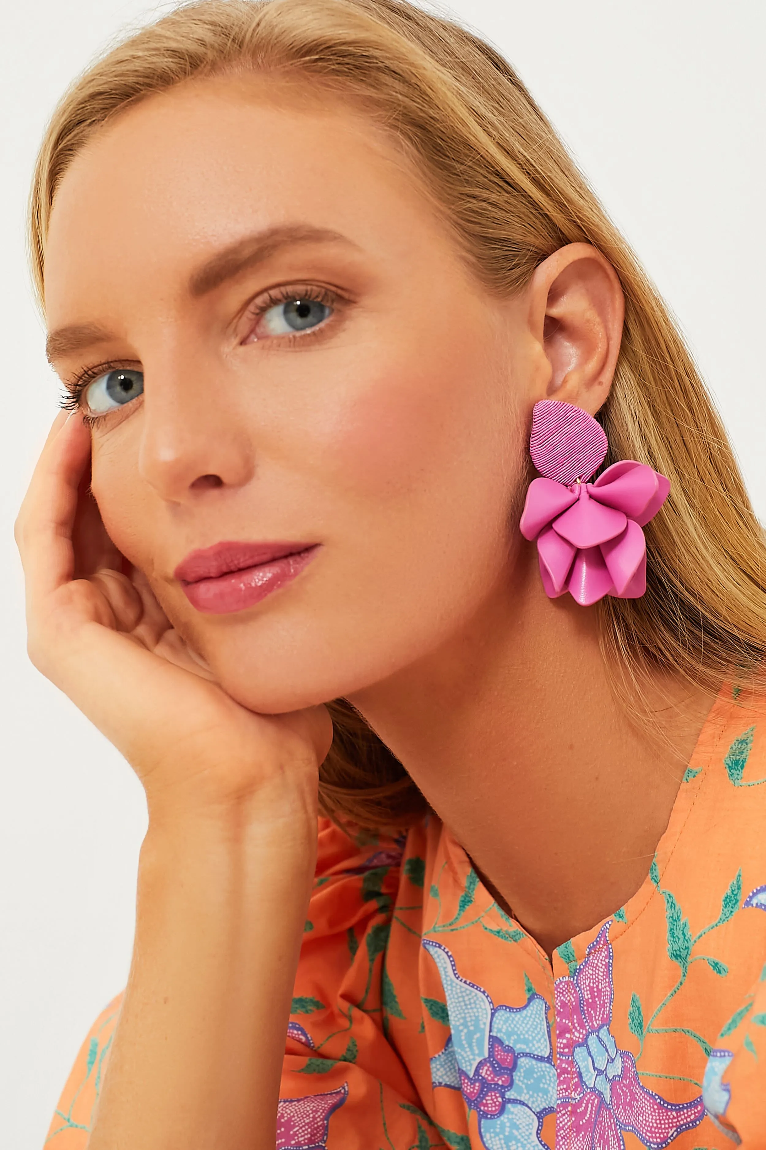 Hot Pink Orchid Earrings sold by Tuckernuck product image thumbnail 3
