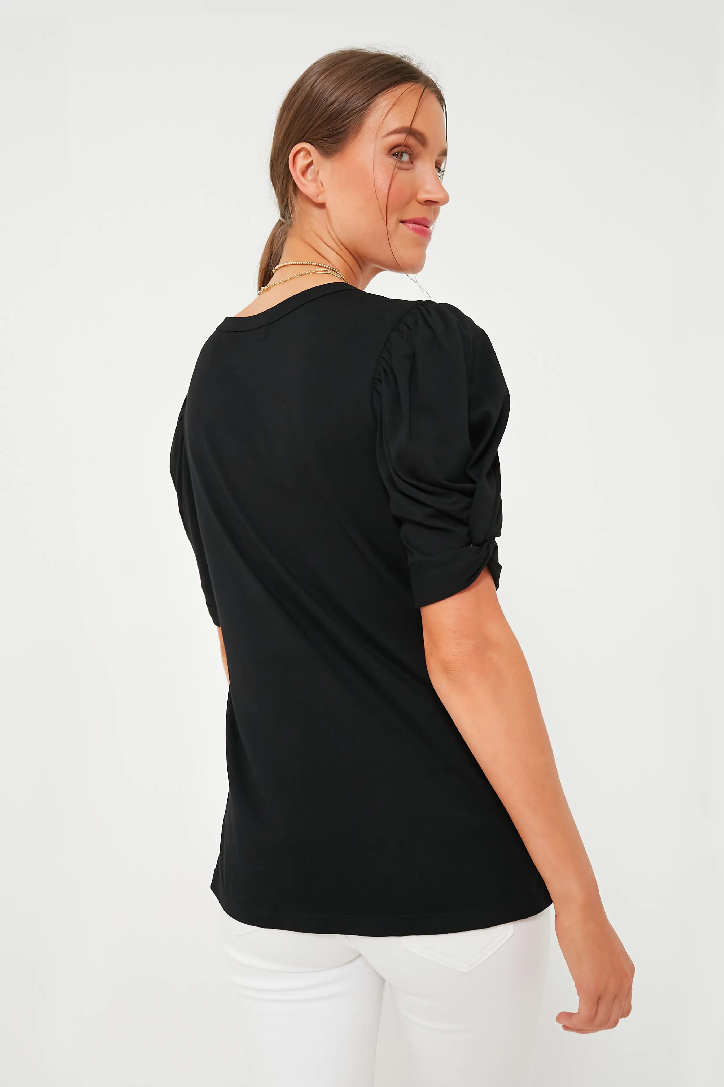 Black Vesty Puff Short Sleeve Crewneck sold by Tuckernuck product image thumbnail 4