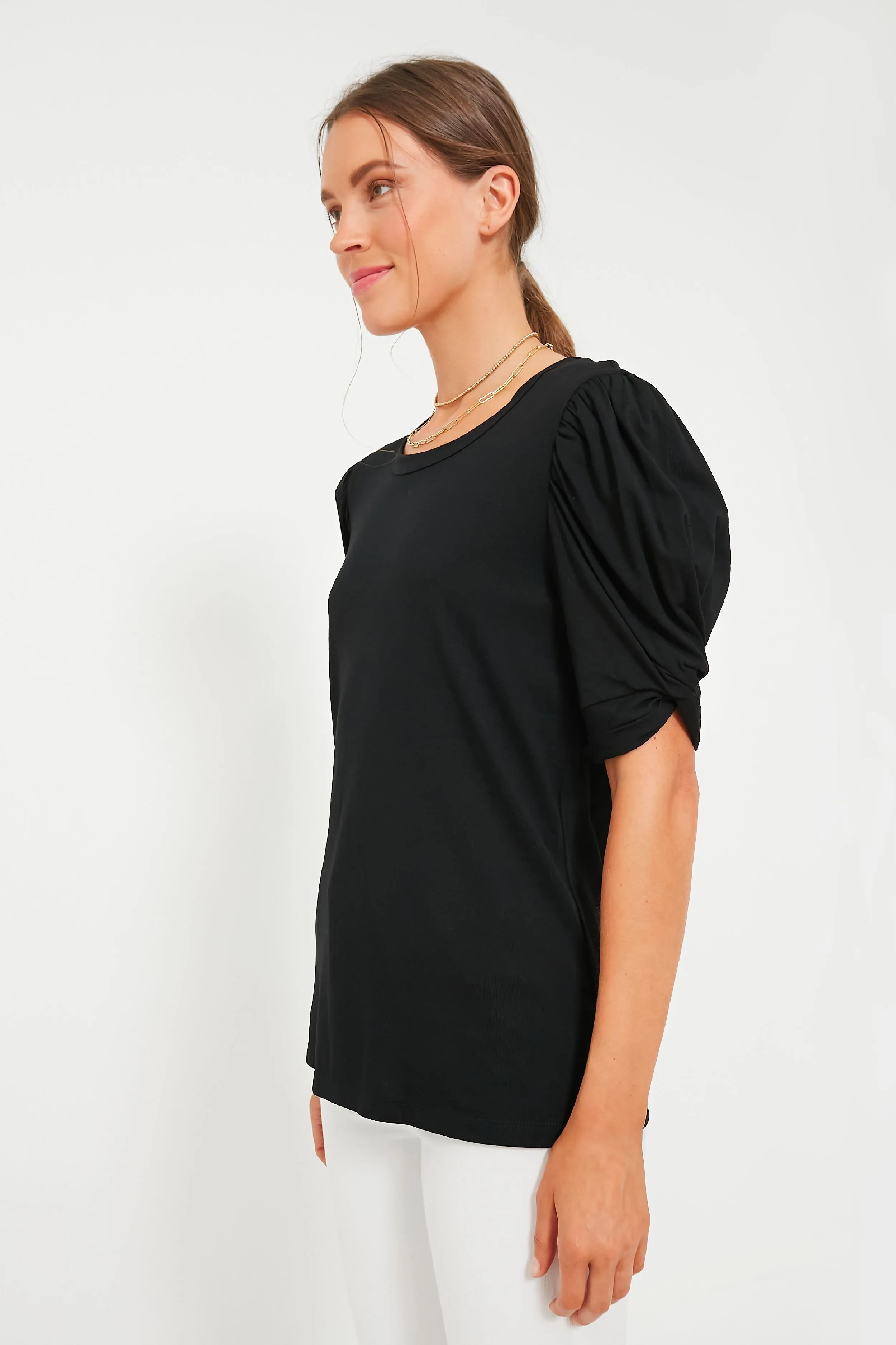 Black Vesty Puff Short Sleeve Crewneck sold by Tuckernuck product image thumbnail 3