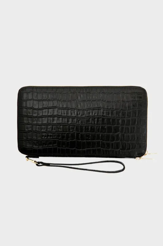Black Croc Travel Wallet sold by Tuckernuck
