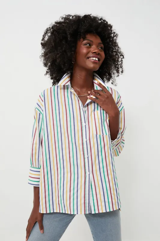 Rainbow Striped Adair Boyfriend Shirt sold by Tuckernuck