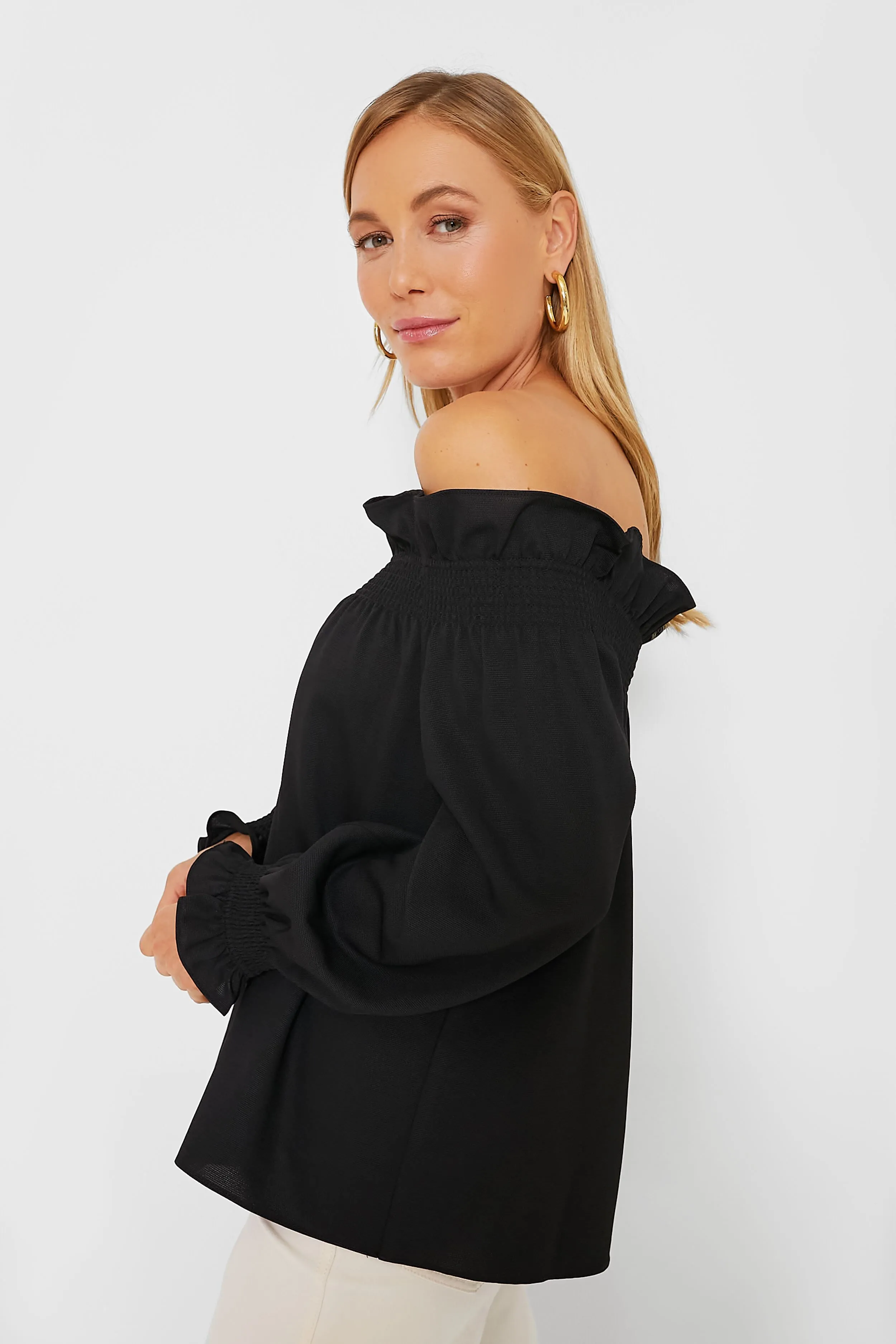 Black Off the Shoulder Marguerite Blouse sold by Tuckernuck product image thumbnail 3