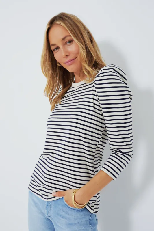 Navy Striped Vesty Long Sleeve Crewneck made by Pomander Place