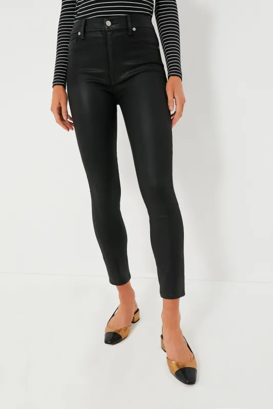 The Black Coated High Waist Ankle Skinny sold by Tuckernuck
