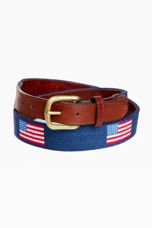 American Flag Needlepoint Belt sold by Tuckernuck
