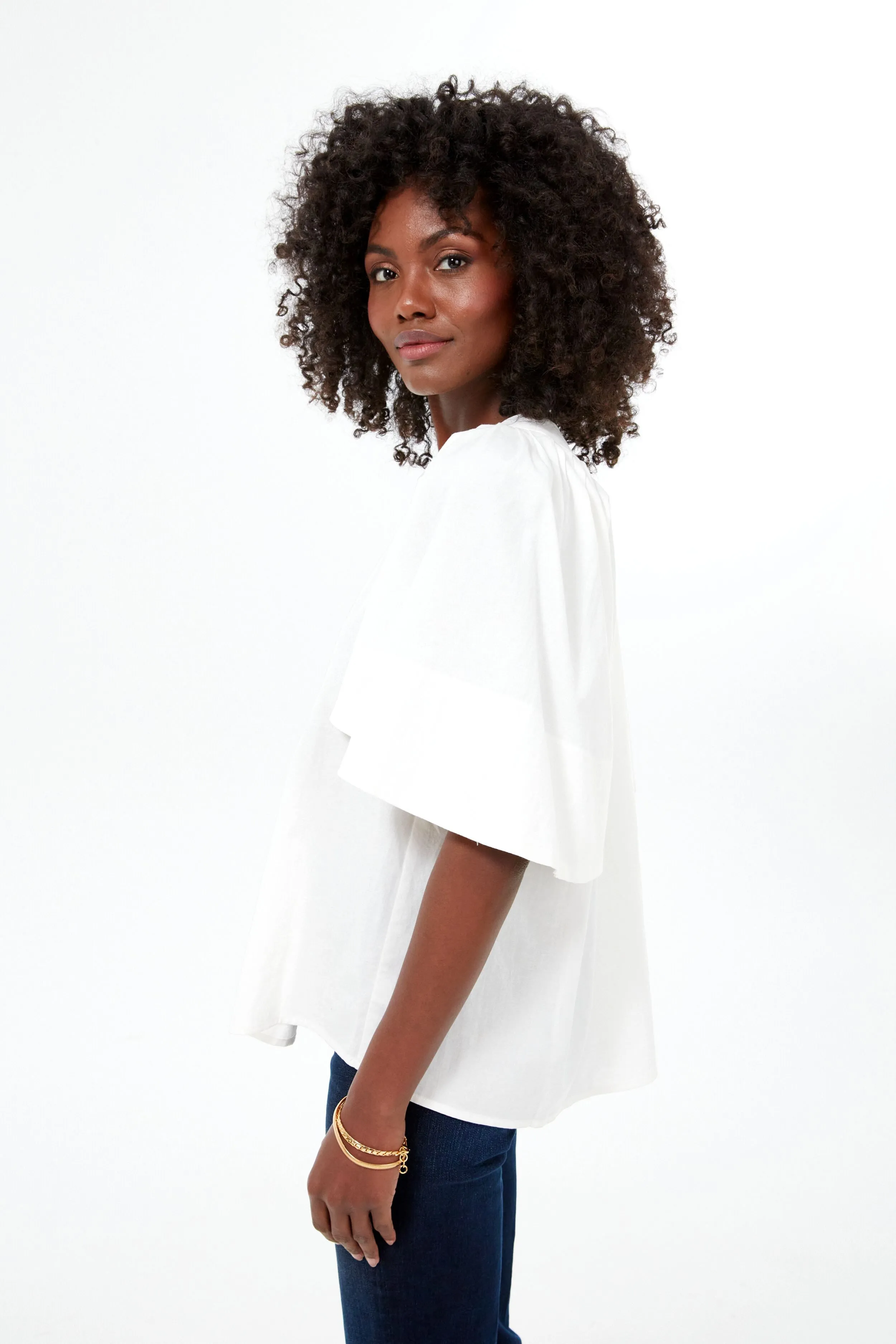 White Finley Flutter Sleeve Top sold by Tuckernuck product image thumbnail 3