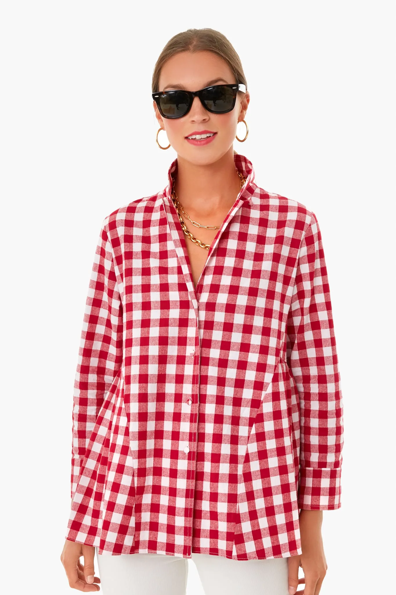 Apple Red Gingham Scarlett Button Down sold by Tuckernuck