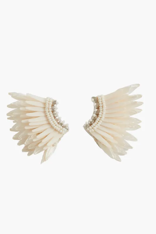 White Mini Raffia Madeline Earrings made by Mignonne Gavigan