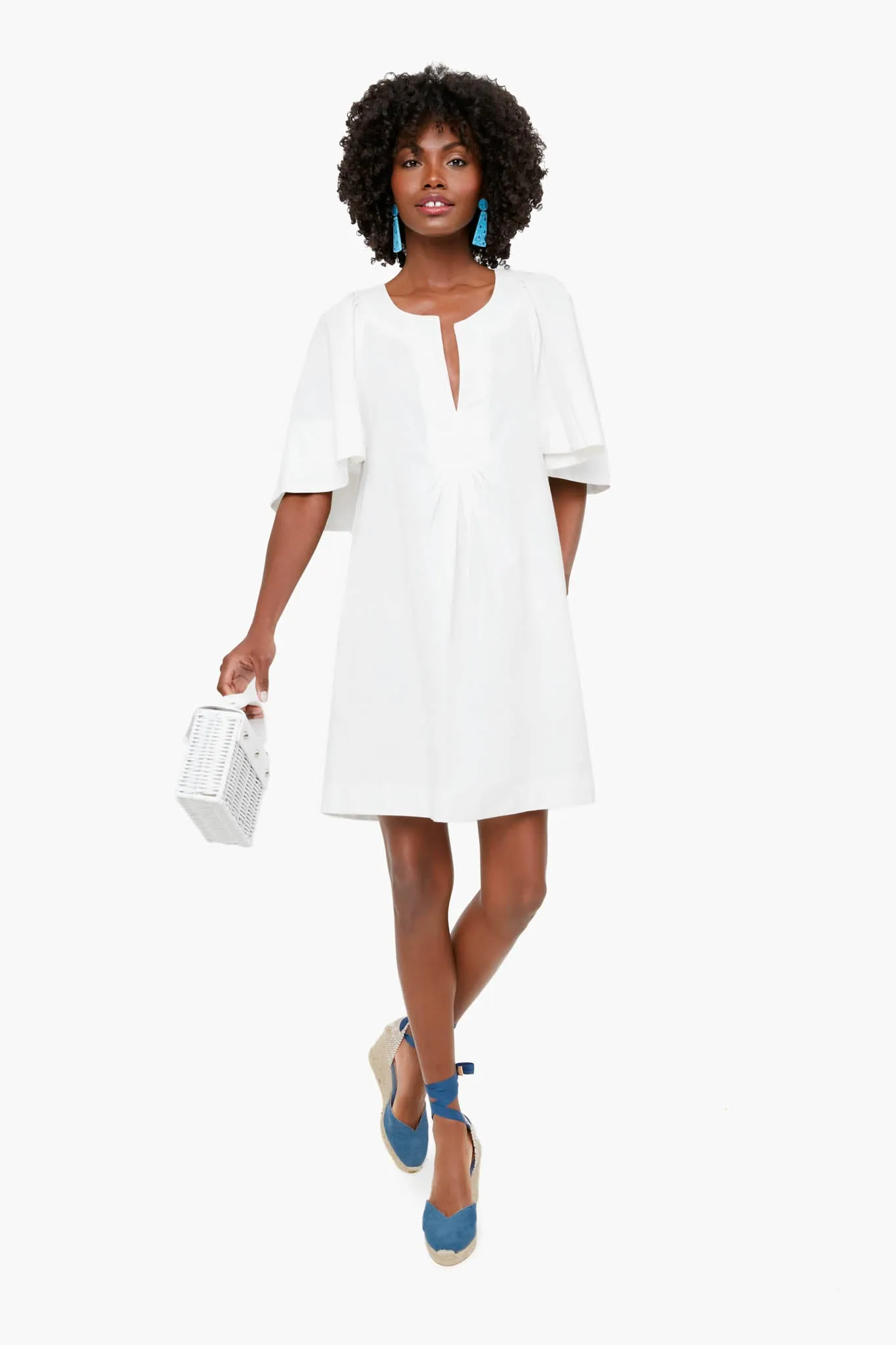 White Finley Flutter Sleeve Dress sold by Tuckernuck