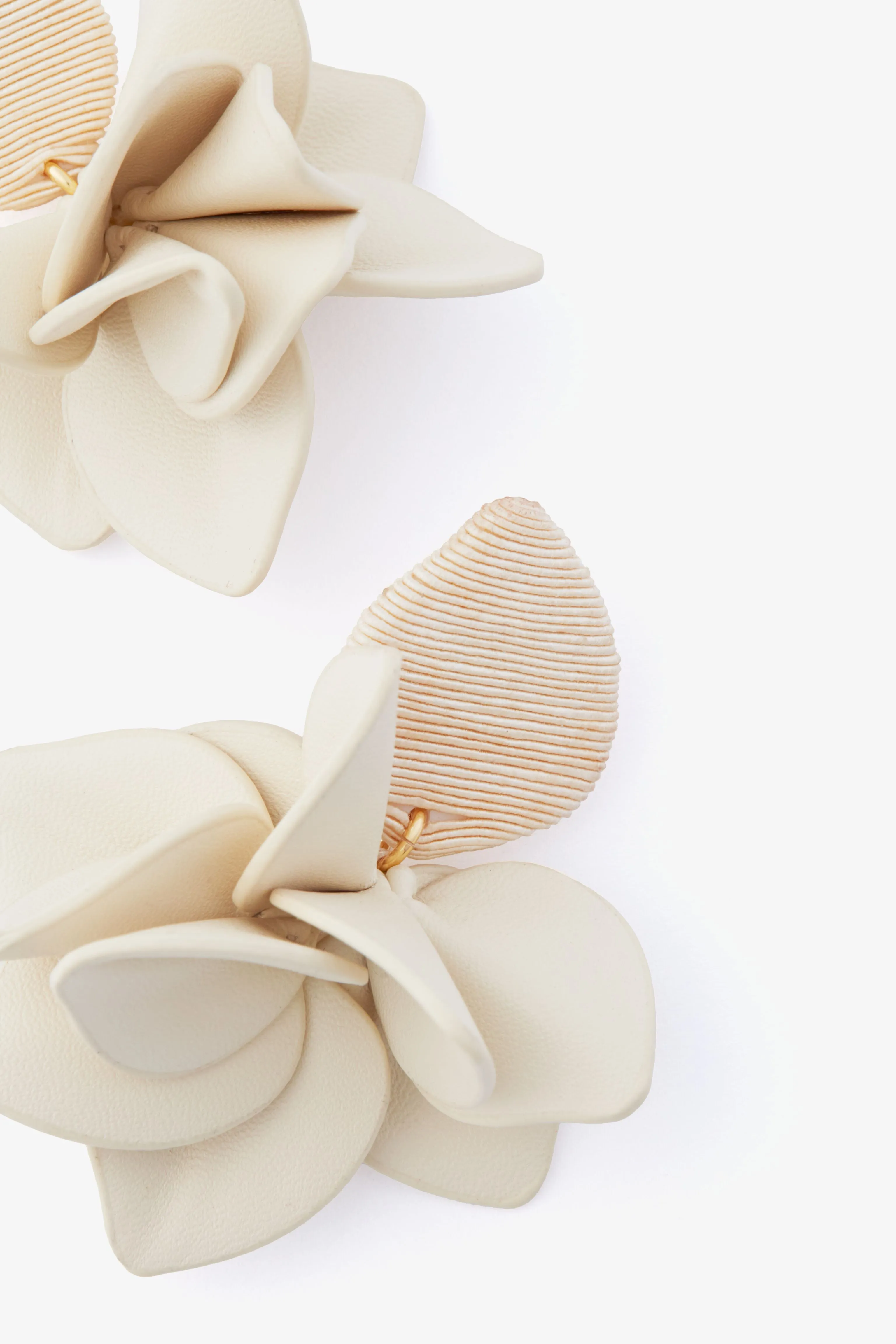 Cream Silk and Leather Orchid Earring sold by Tuckernuck product image thumbnail 4