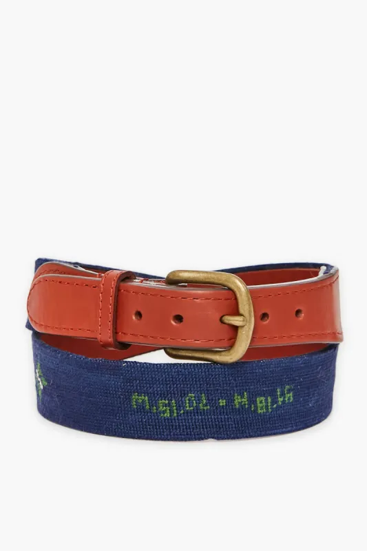 Tuckernuck Needlepoint Belt Green on Navy sold by Tuckernuck