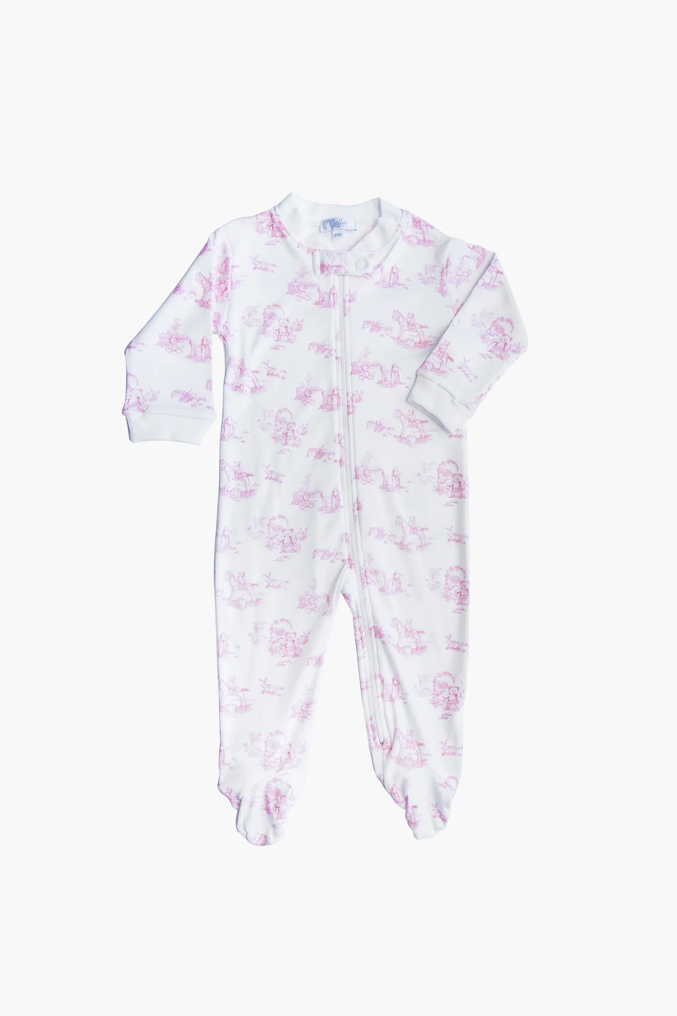 Pink Toile Zipper Footie sold by Tuckernuck product image thumbnail 2