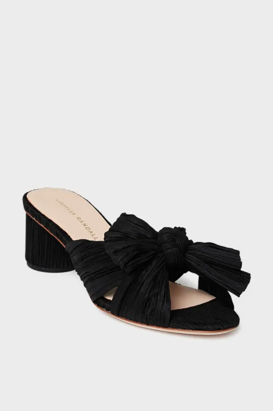 Black Emilia Pleated Knot Mules sold by Tuckernuck