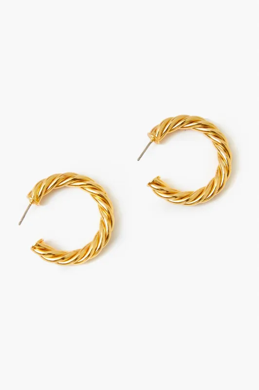 Gold French Twist Large Hoop Earrings sold by Tuckernuck