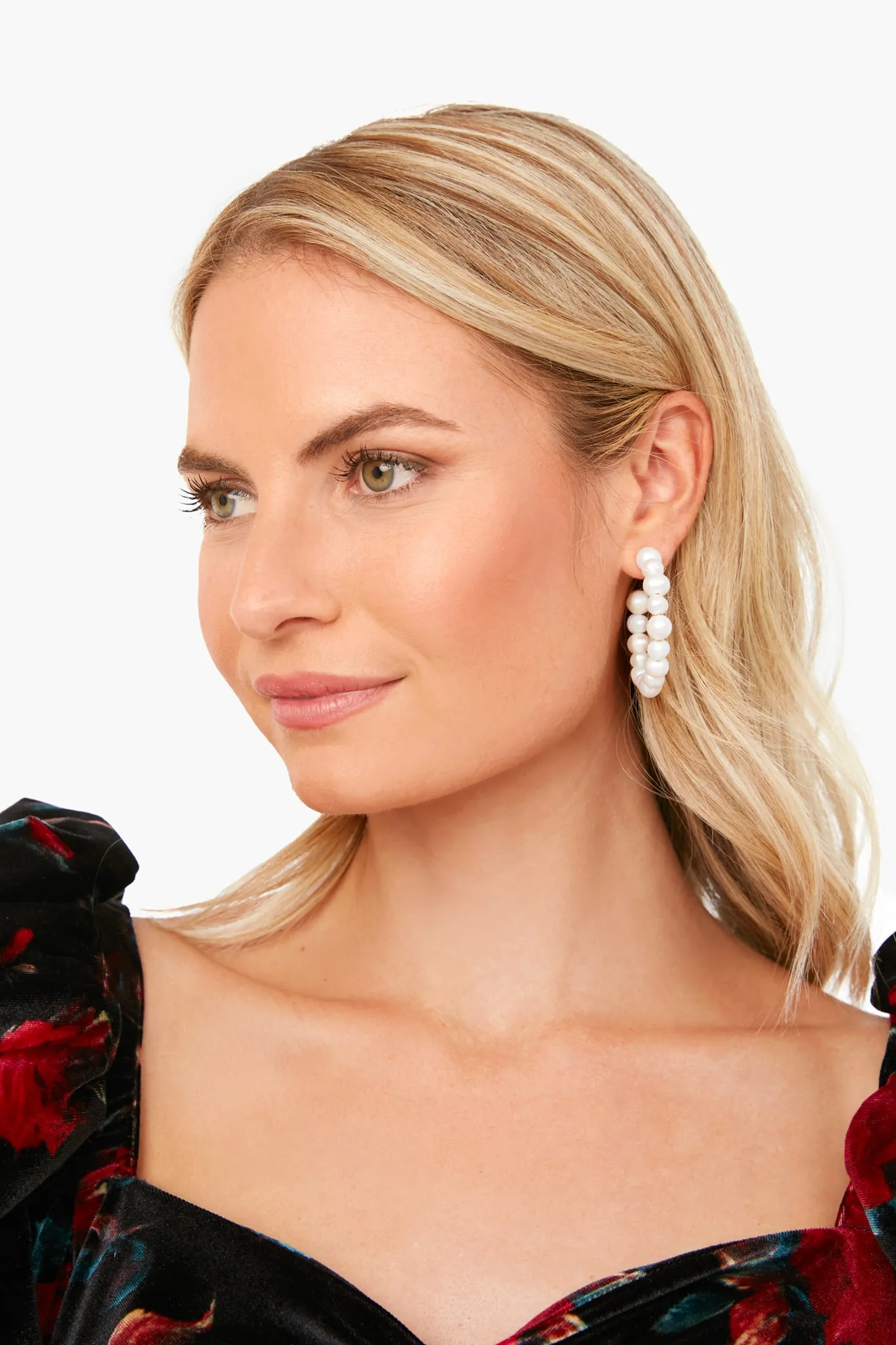 Large Pearl Hoop Earrings sold by Tuckernuck product image thumbnail 2