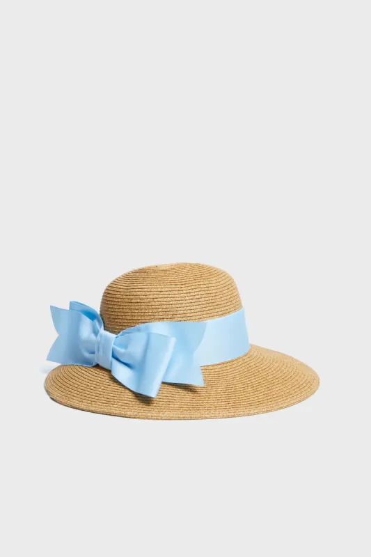 Exclusive Blue Packable Wide Bow Sunhat sold by Tuckernuck