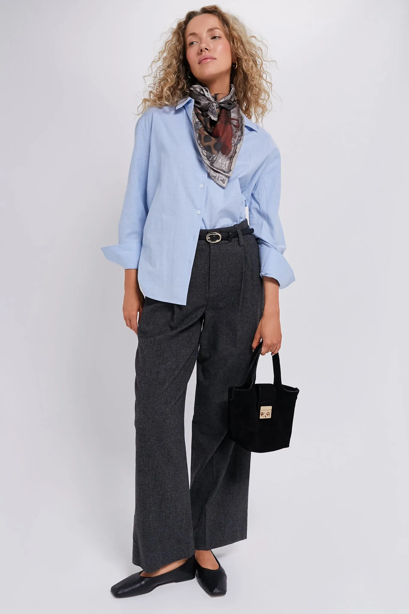 Charcoal Herringbone High Waisted Wide Leg Trouser sold by Tuckernuck product image thumbnail 2