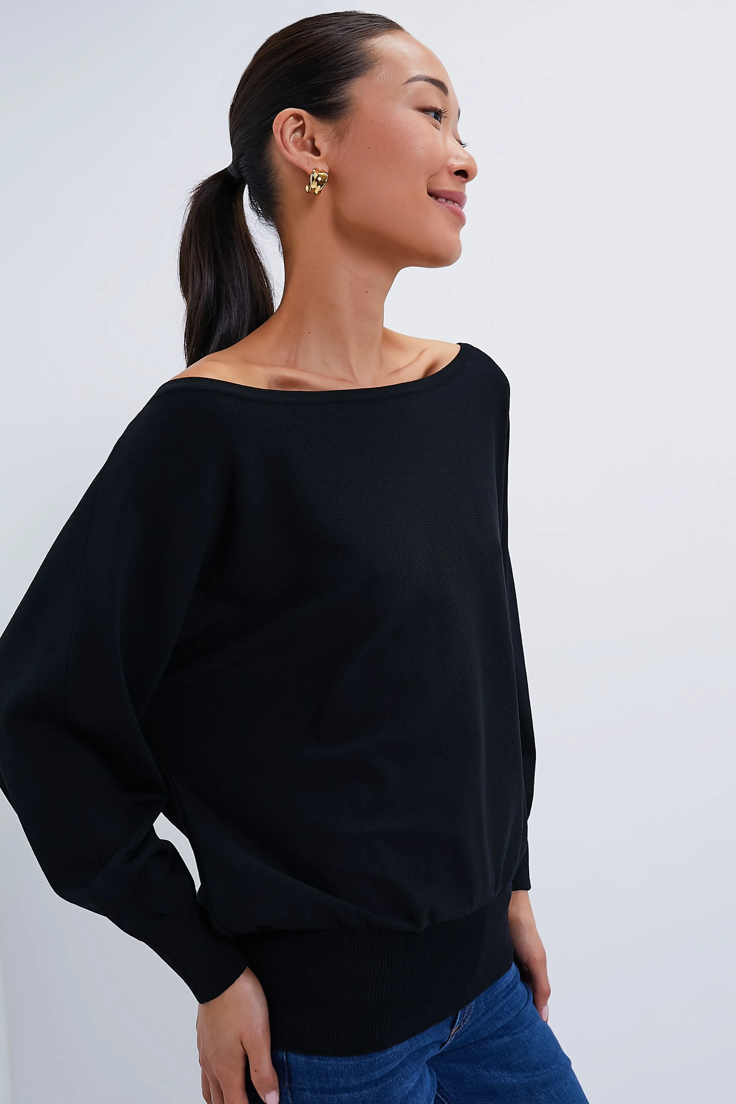 Black Wide Neck Valencia Sweater sold by Tuckernuck product image thumbnail 3