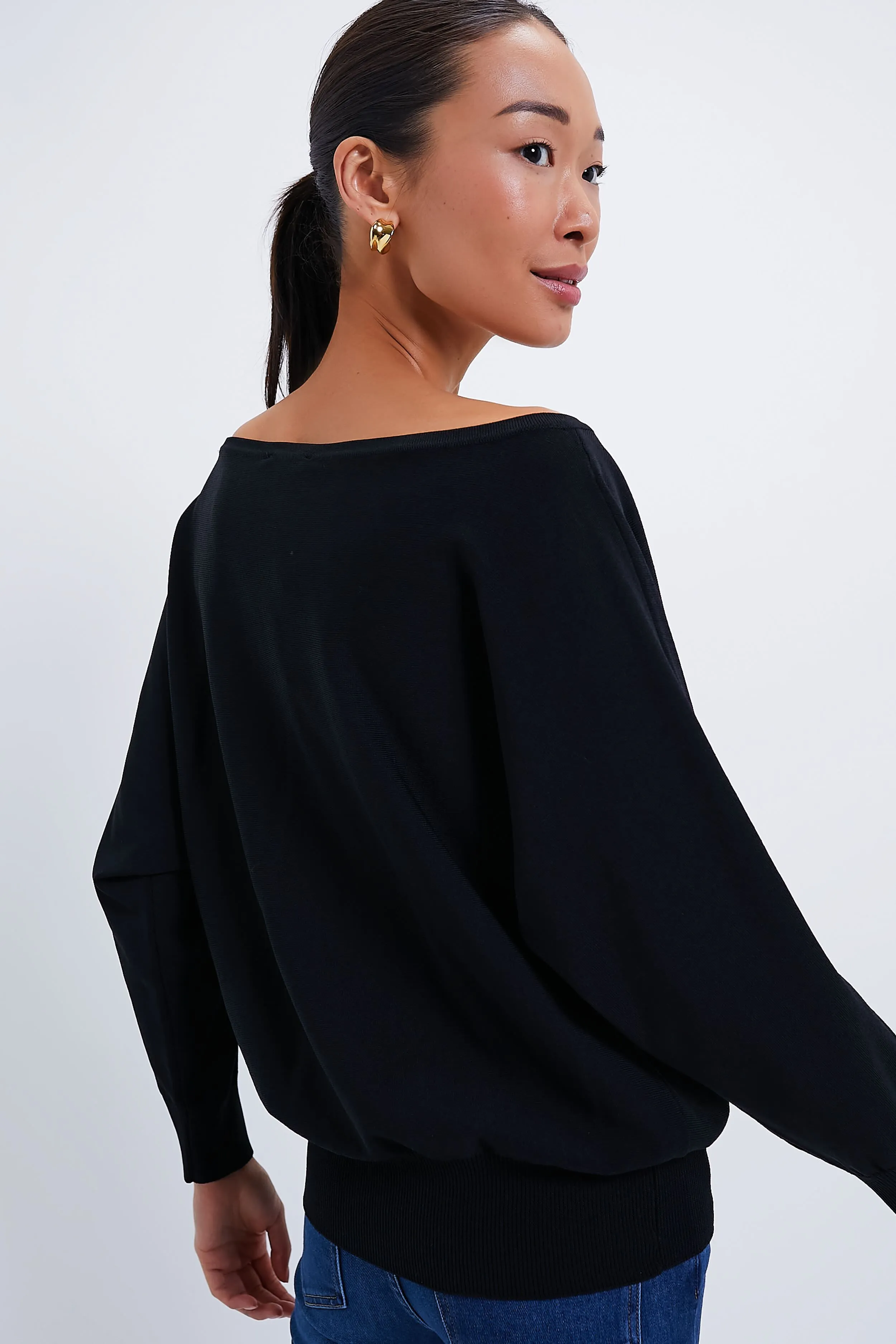 Black Wide Neck Valencia Sweater sold by Tuckernuck product image thumbnail 4