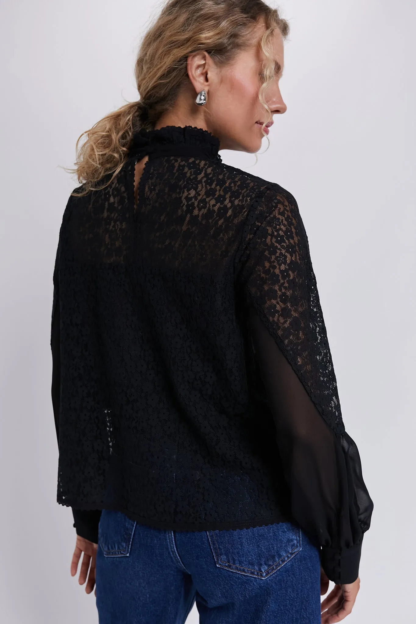 Black Lace Rosalee Blouse sold by Tuckernuck product image thumbnail 4