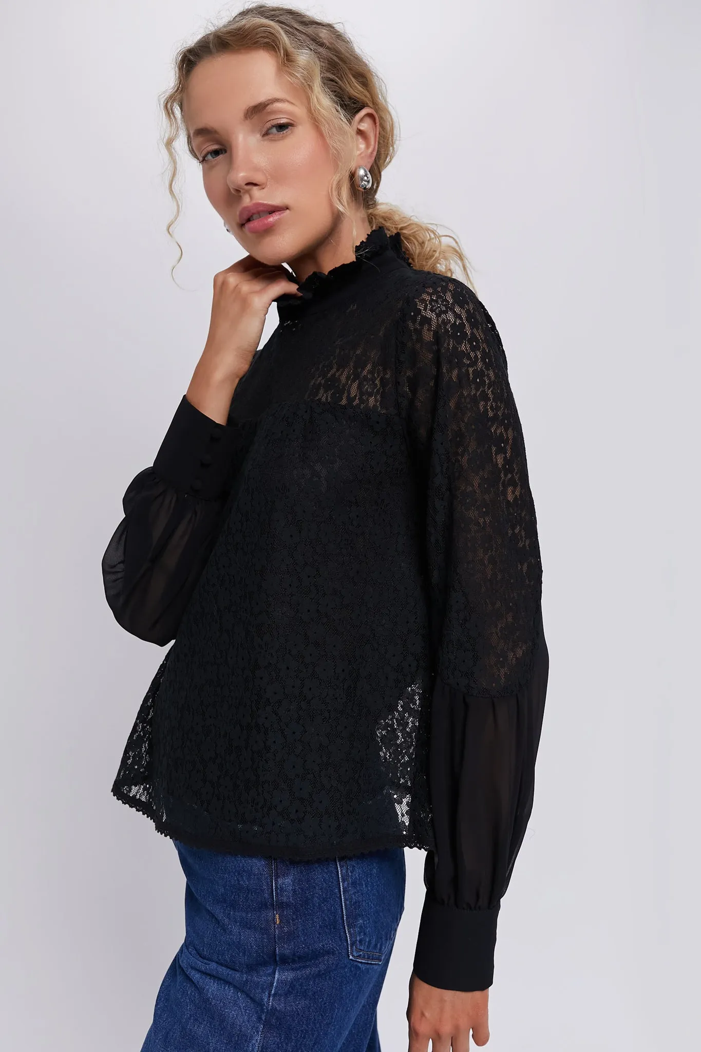 Black Lace Rosalee Blouse sold by Tuckernuck product image thumbnail 3