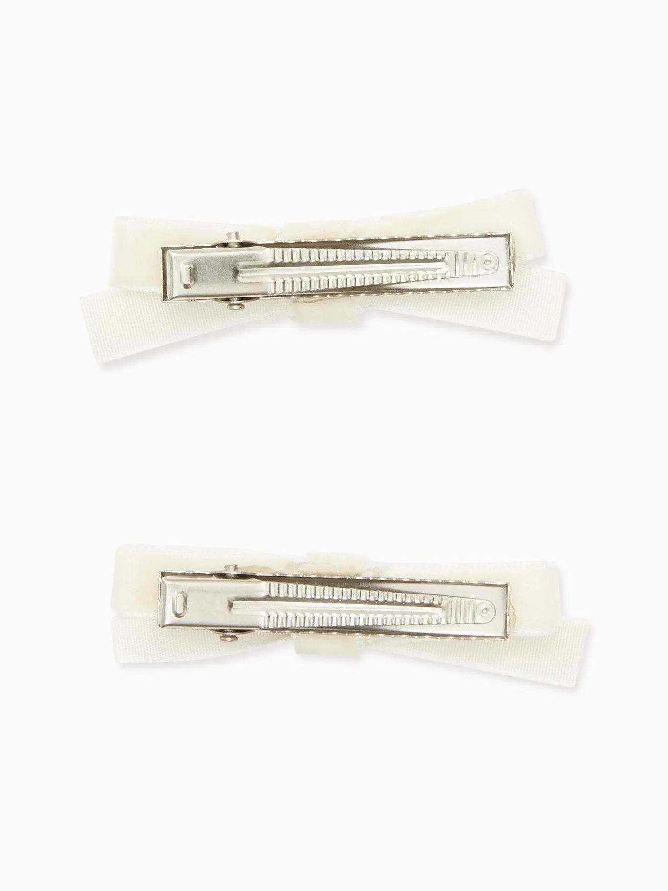 White Small Velvet Bow Clips Set of 2 sold by Tuckernuck product image thumbnail 2