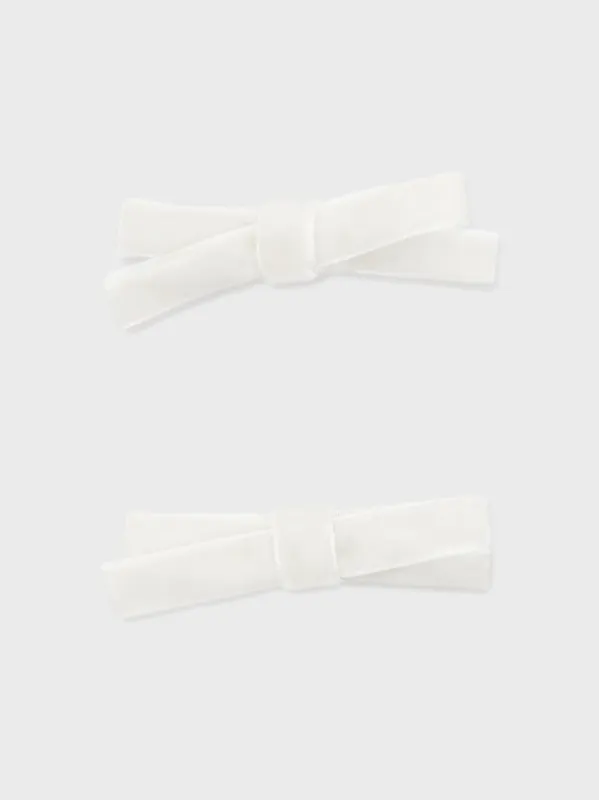White Small Velvet Bow Clips Set of 2 sold by Tuckernuck