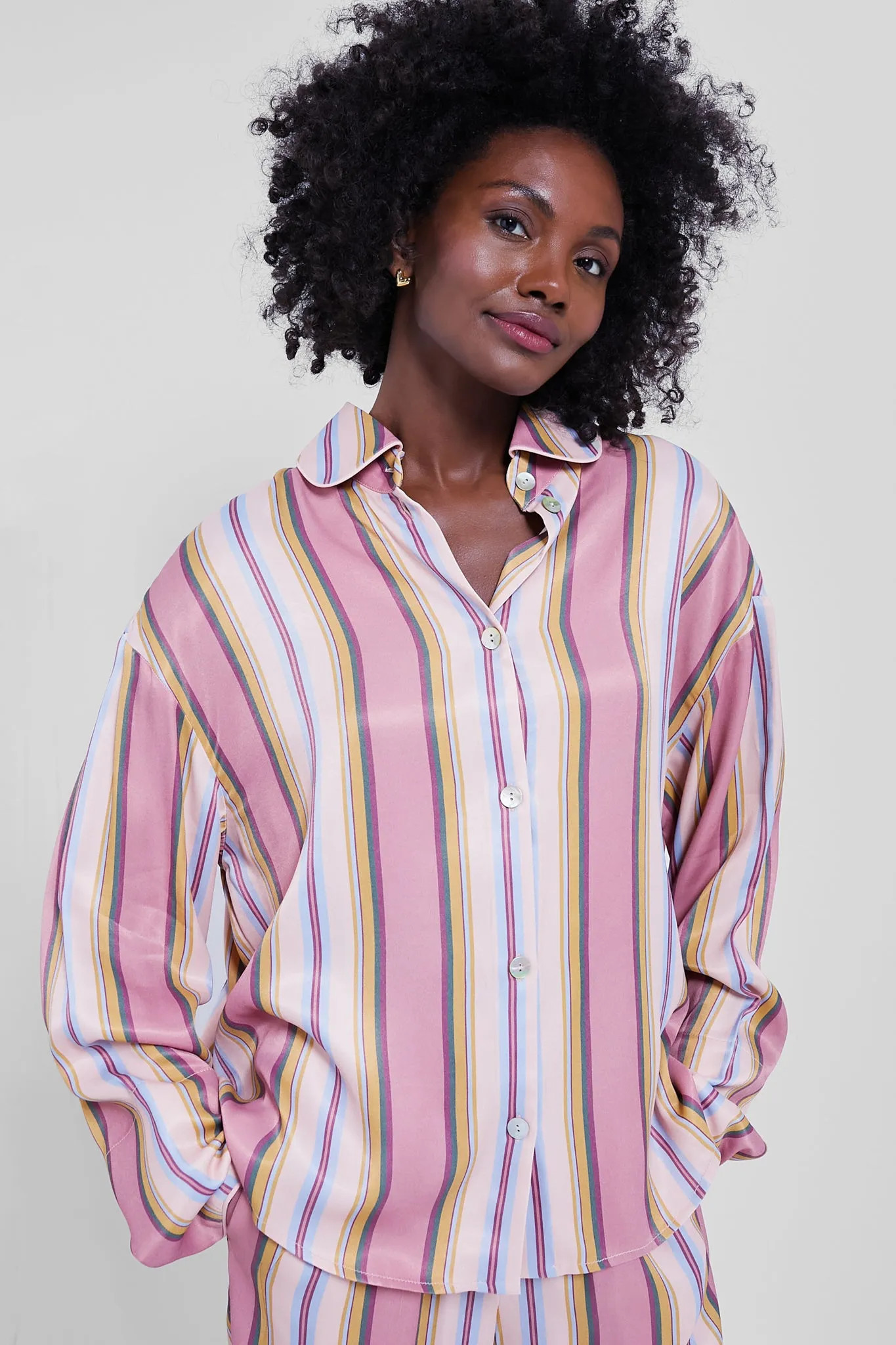 Blush Stripes Oversized Shirt sold by Tuckernuck