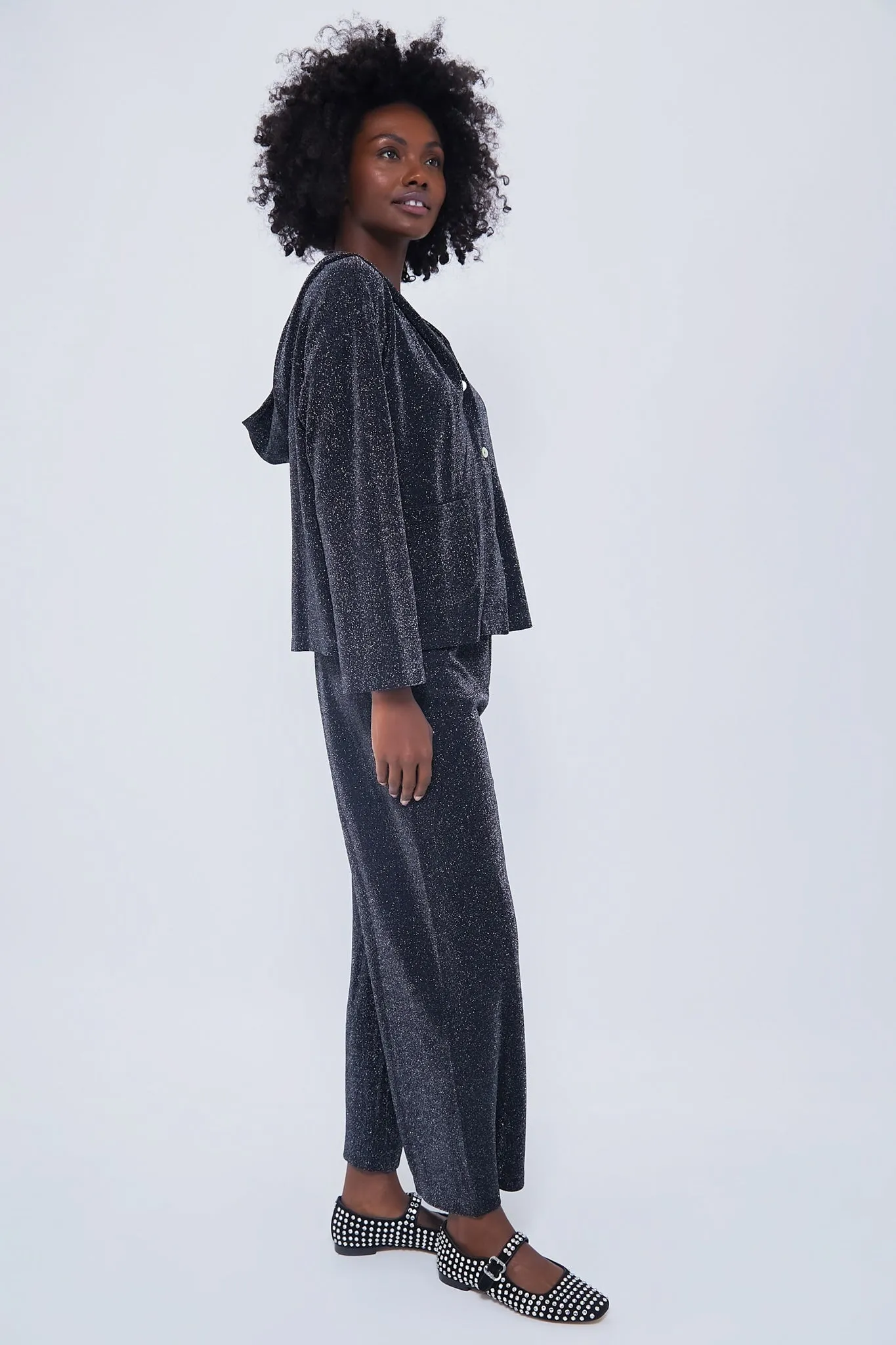 Black Kylie Lurex Hooded Set sold by Tuckernuck product image thumbnail 4