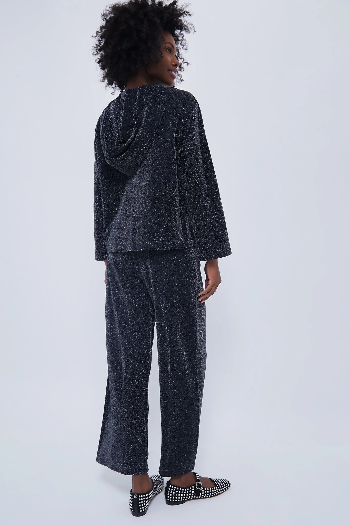 Black Kylie Lurex Hooded Set sold by Tuckernuck product image thumbnail 5