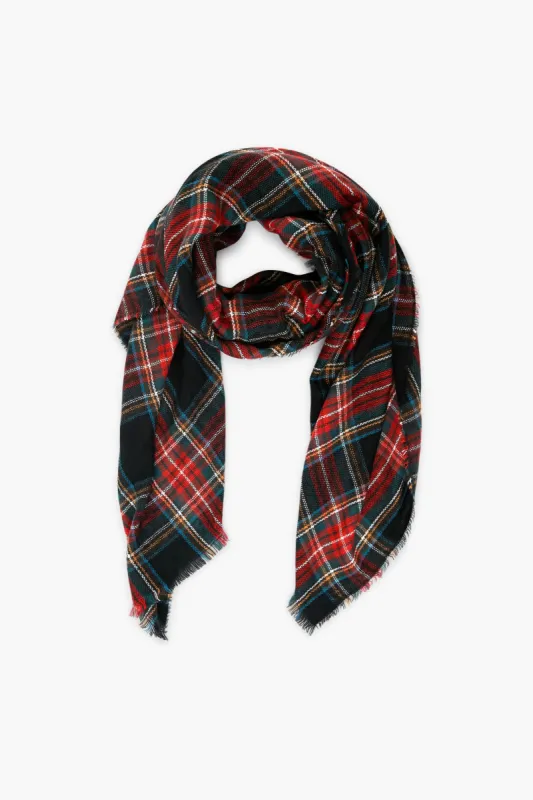 Exclusive Black Tartan Blanket Scarf sold by Tuckernuck