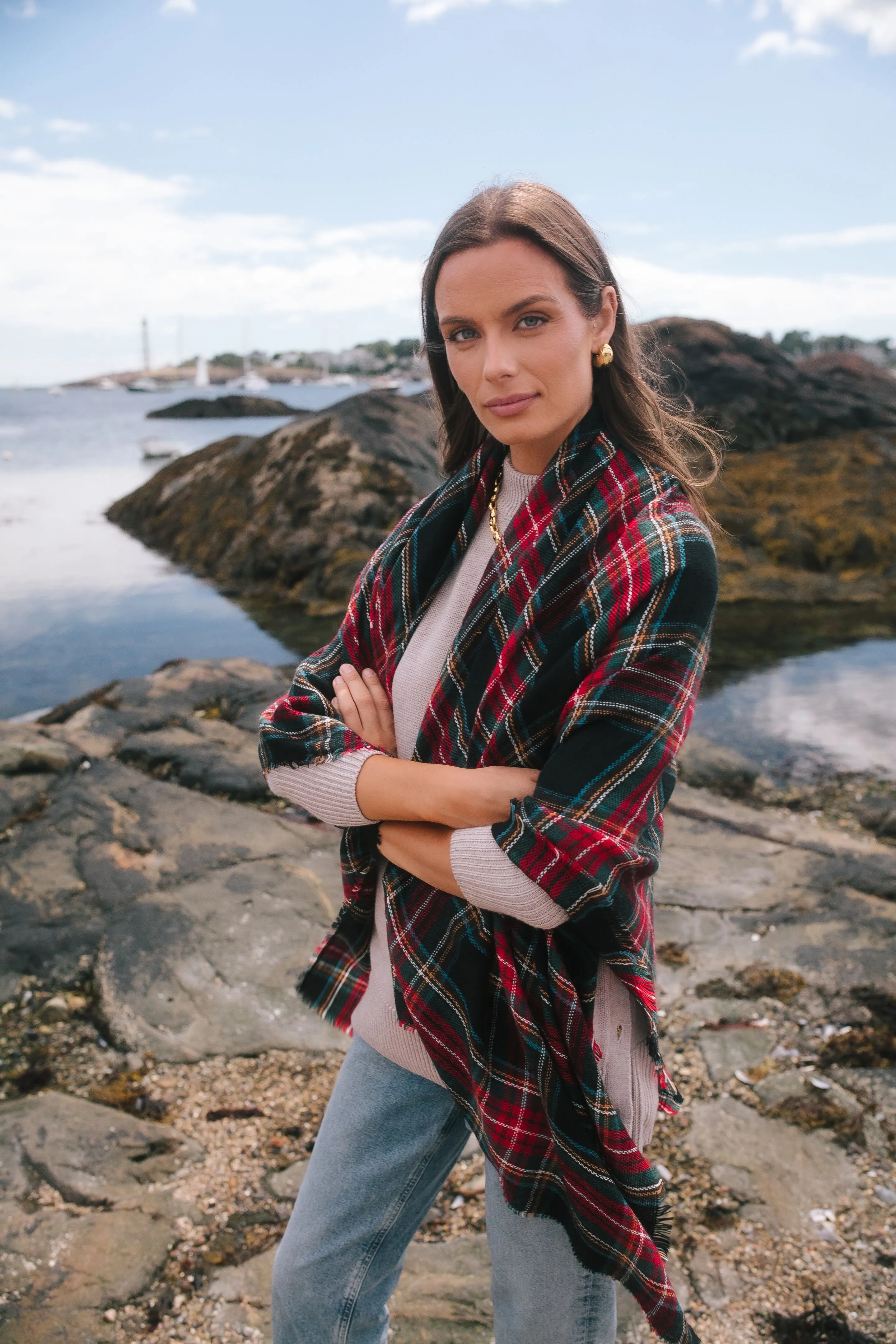 Exclusive Black Tartan Blanket Scarf sold by Tuckernuck product image thumbnail 5