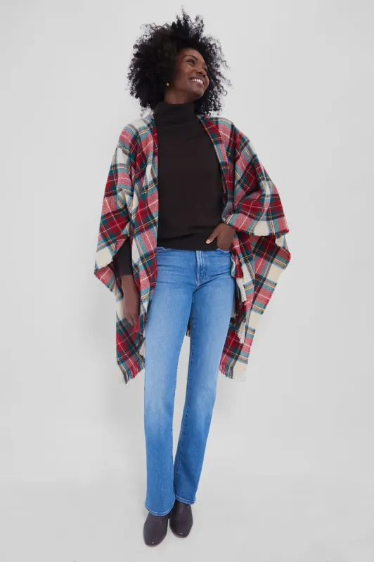 Exclusive Cream Tartan Ruana Poncho sold by Tuckernuck