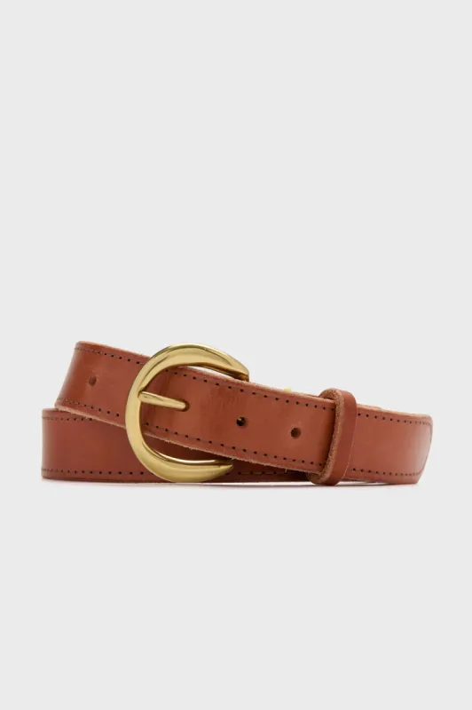 Light Saddle Casual Cut Bridle Leather Belt with Name Plate made by Tuckernuck
