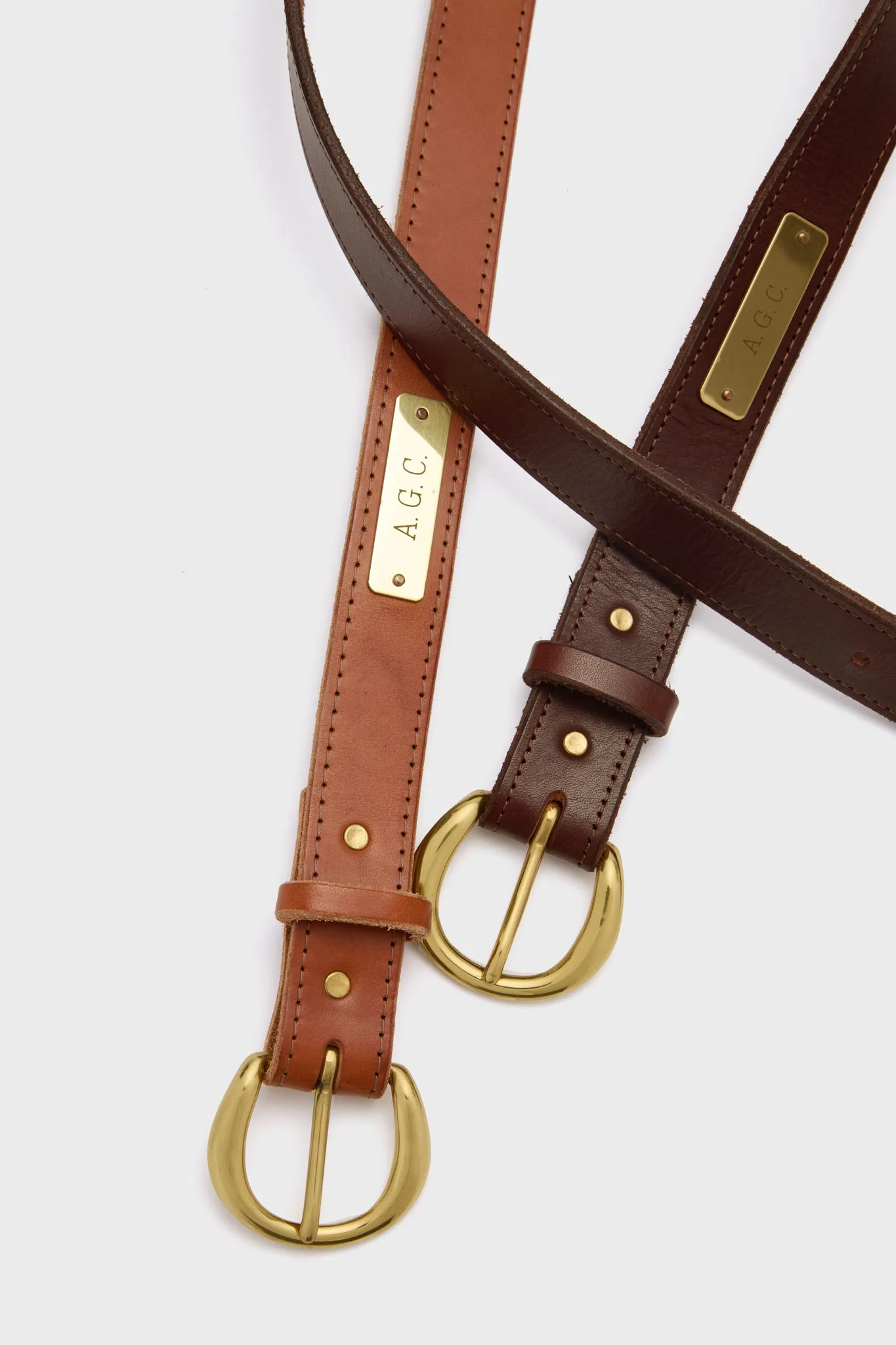Light Saddle Casual Cut Bridle Leather Belt with Name Plate sold by Tuckernuck product image thumbnail 2