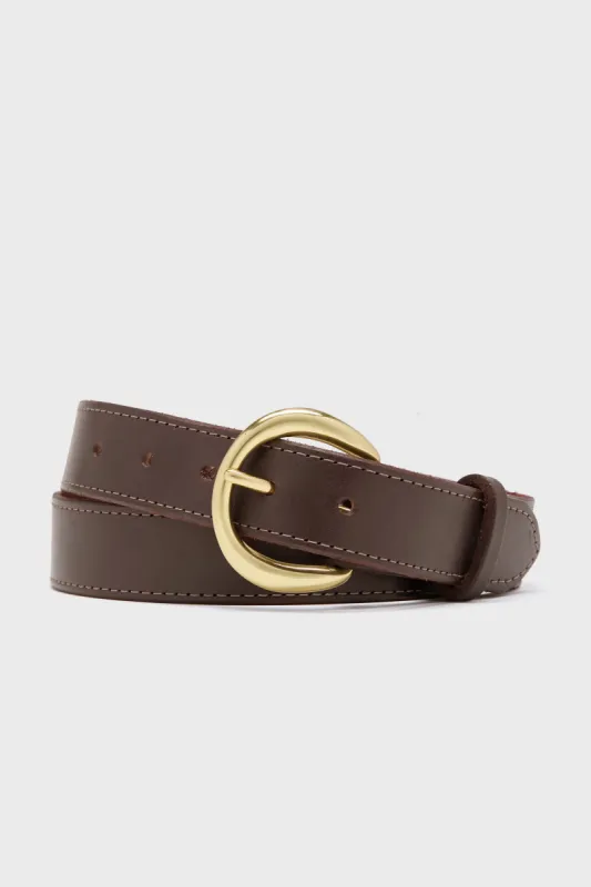 Dark Brown Dress Cut Bridle Leather Belt with Name Plate sold by Tuckernuck